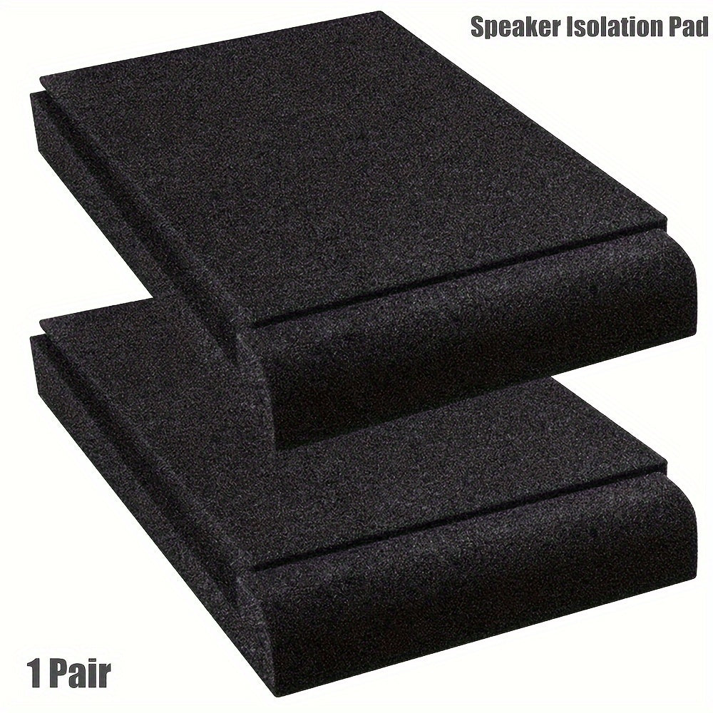 1 Pair High-Density Acoustic Foam Speaker Isolation Pads, Black, 29.46cm x 19.51cm x 3.99cm, for Studio Monitor Stand Sound Improvement