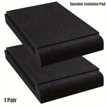 1 Pair High-Density Acoustic Foam Speaker Isolation Pads, Black, 29.46cm x 19.51cm x 3.99cm, for Studio Monitor Stand Sound Improvement