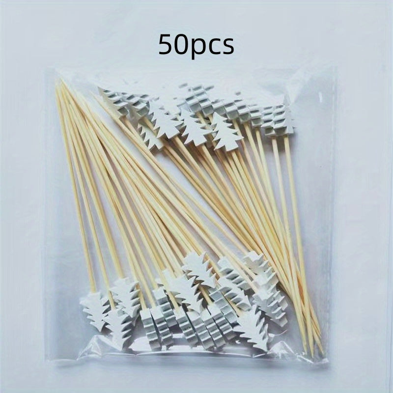 50/100 disposable bamboo picks for Christmas tree fruit, cocktails, art displays, and more.