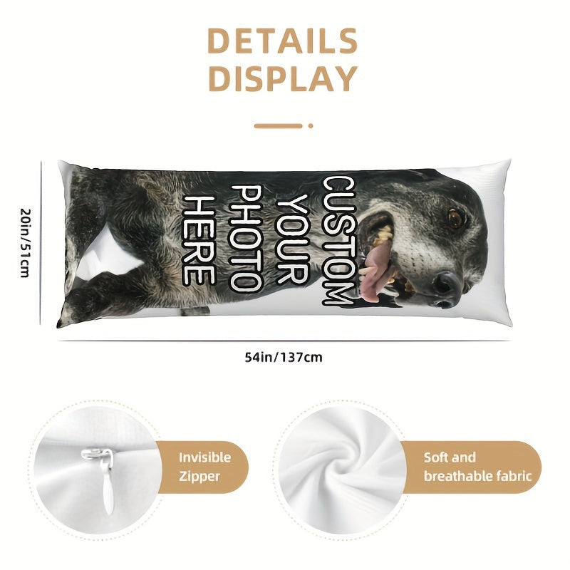 Get a personalized touch with our Custom Photo Body Pillowcase. Measuring 50.8x137.16 cm, this double-sided print features soft short plush and a zippered cover for a full body pillow. It's ideal for both comfort and decor, making it perfect for