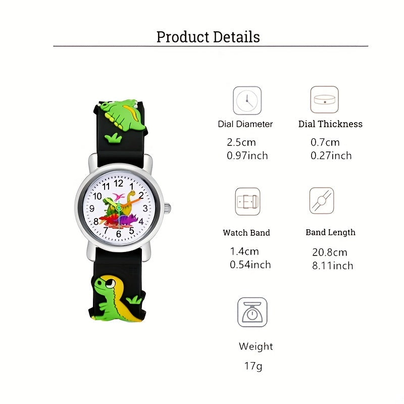 Kids' Dinosaur Quartz Watch - Fun Gift for Students, Battery-Powered