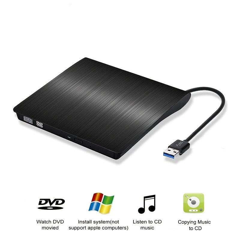 Портативный DVD/CD плеер BIKILI USB 3.0 для ноутбуков, настольных ПК, Windows, Linux, Mac, iOS. Батарея не включена.