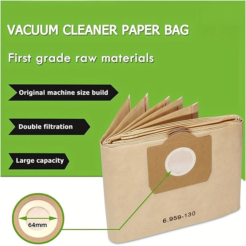 Pack of 10 Dust Bags suitable for KARCHER WD3 Premium WD 3,300 M WD 3,200 WD3.500 P 6,959-130 RB88 RU100 RU101 A2204 A2656 Vacuum Cleaner