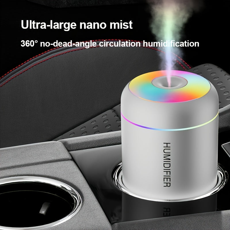 USB-powered air humidifier with ambient light, silent operation, and room decoration; perfect for bedrooms, living rooms, and offices.