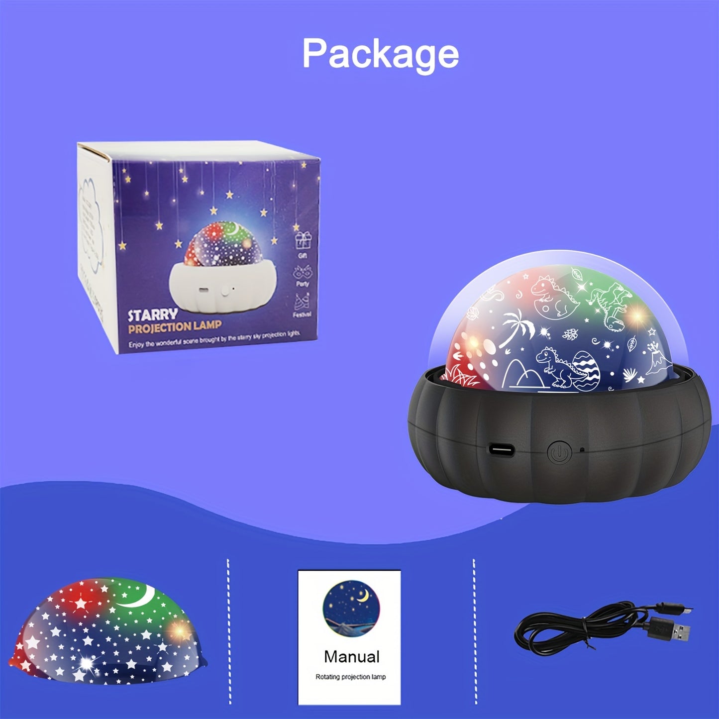 Star Projector Night Light with Dinosaur and Moon & Stars Galaxy Projection, 360° Rotation, Color Changing – Perfect Christmas Gift for Best Friend.