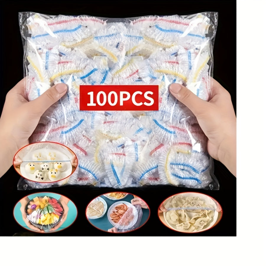 500/ 300/ 100pcs Disposable Fresh-Keeping Film Covers - The Ultimate Solution for Perfect Food Preservation. Thickened Elastic Leftover Food Fresh-Keeping Cover, Food-Grade Kitchen Storage Items and Supplies.