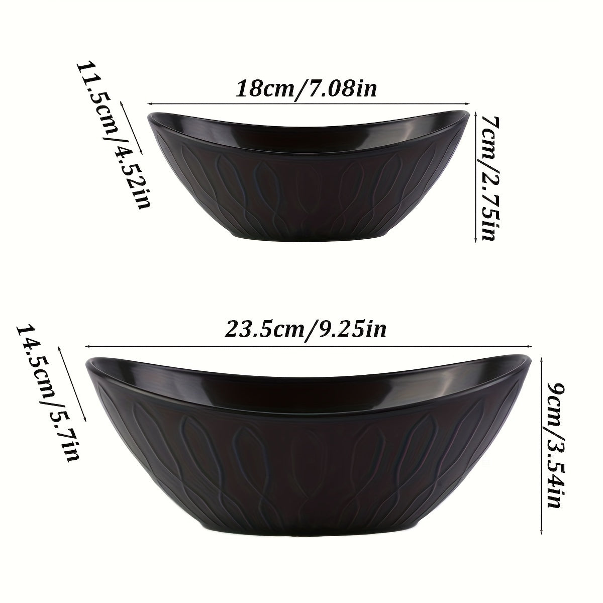 2 Unbreakable bowls shaped like yuanbao, ideal for oatmeal, salads, and pasta in the kitchen and dining area.