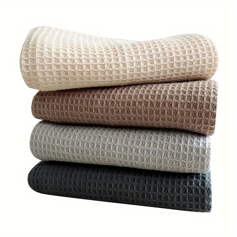 4 Waffle Weave Dish Cloths, 34.8cm Square - Absorbent Cotton Kitchen Towels, Solid Color Cleaning Rags for Home