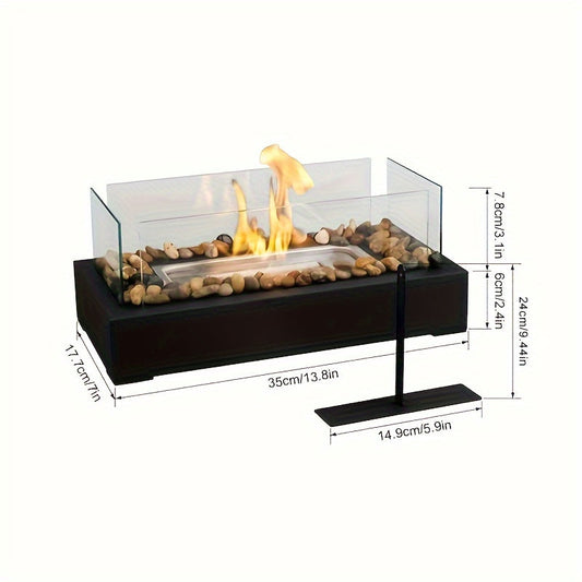 Rectangular Alcohol Fireplace Indoor Tabletop Heater in Classic Style; Portable and Easy to Use for Dates, Parties, Dinners, and Kitchen Supplies; Includes 1 Piece.