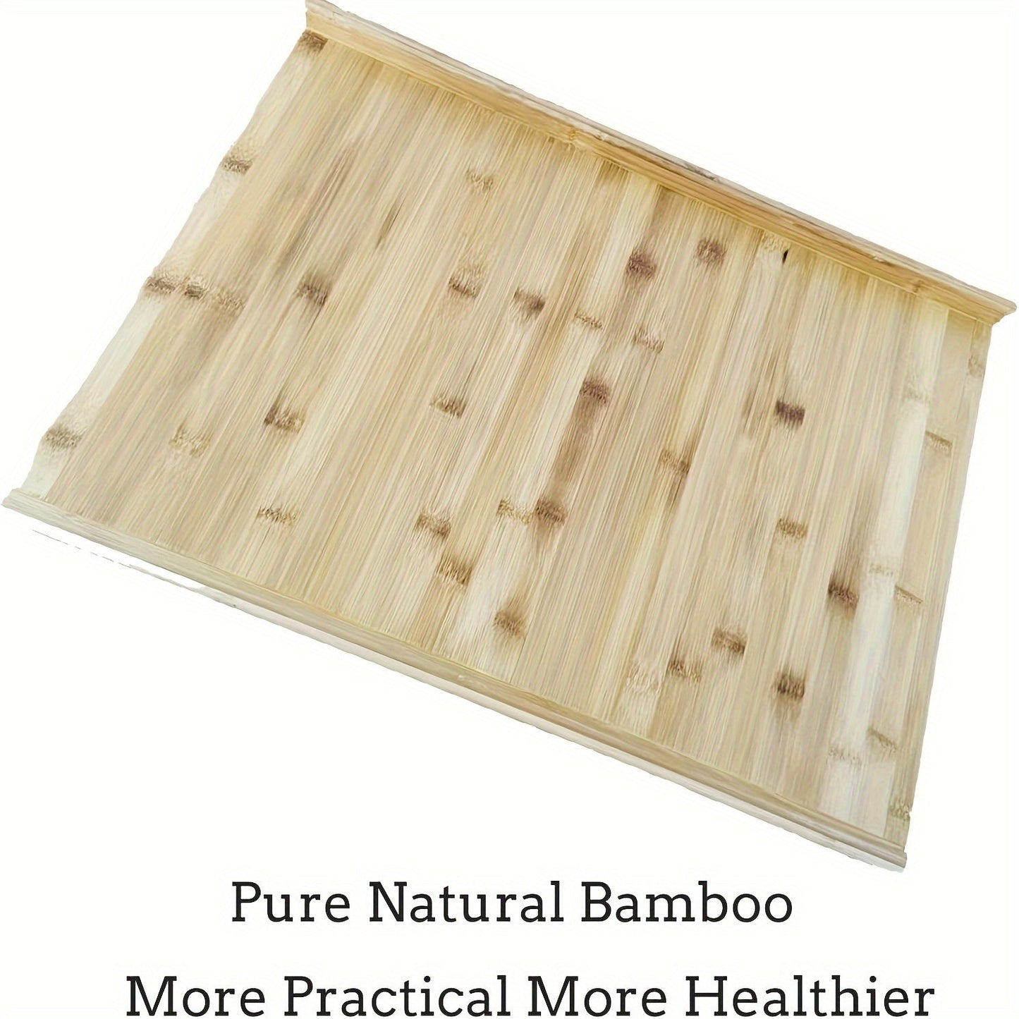 Large double-sided kitchen board made from eco-friendly bamboo with a reversible pastry mat and edge for tabletop stability. Features a lip design and is food-safe for use as a dough rolling board.