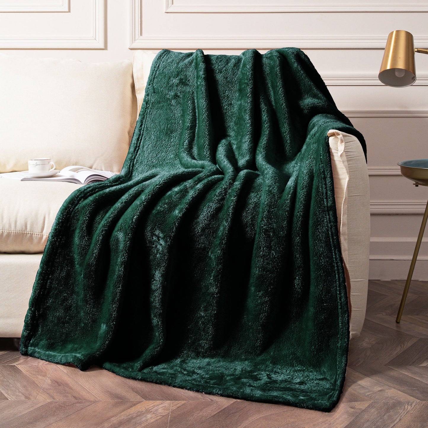 Soft and lightweight plush blanket perfect for couch, sofa, bed, and camping - keep cozy and warm while sleeping and snuggling