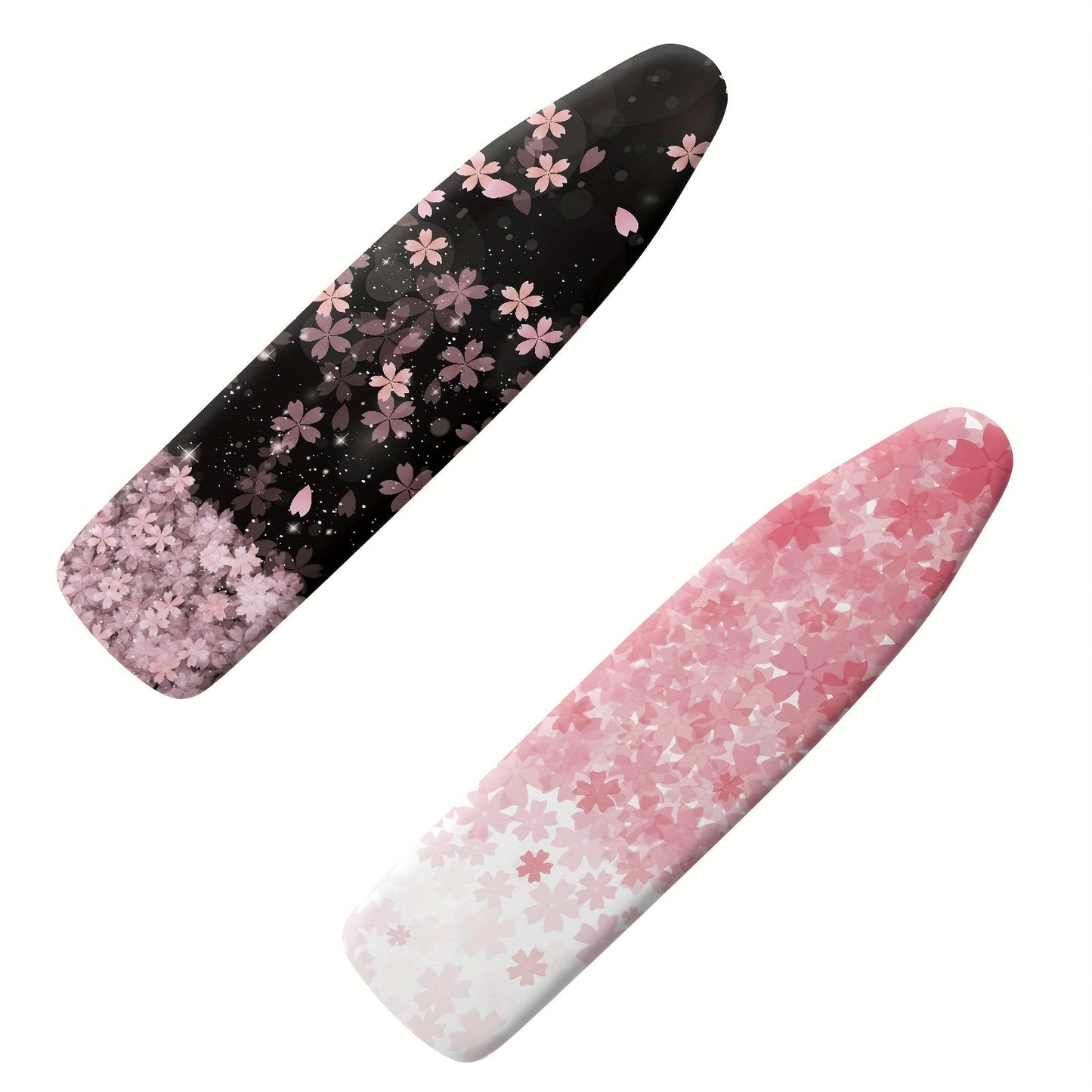 Elastic Edge Cherry Blossom Ironing Board Dust Cover with Hook-and-Loop Fasteners - Fits Standard Boards, Made of Polyester in Black/White and Pink/White Designs for Home Decor