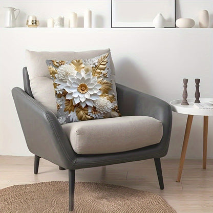 Modern 3D Floral Print Pillow Cover - Machine Washable, Zip Closure, Versatile for Any Room, Polyester Fabric