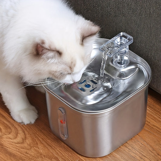 2L Stainless Steel Cat Fountain Water Bowl, Intelligent Cat Water Fountain