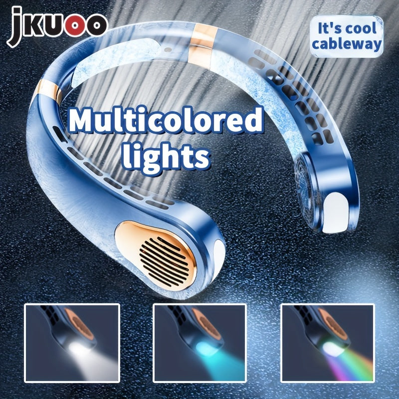 Introducing the JKUOO 2025 Neck Fan – Now with Upgraded USB Rechargeable Technology! This portable personal cooling device features a built-in lithium battery for unmatched convenience. Enjoy quiet operation with 5-speed adjustment options and LED lights