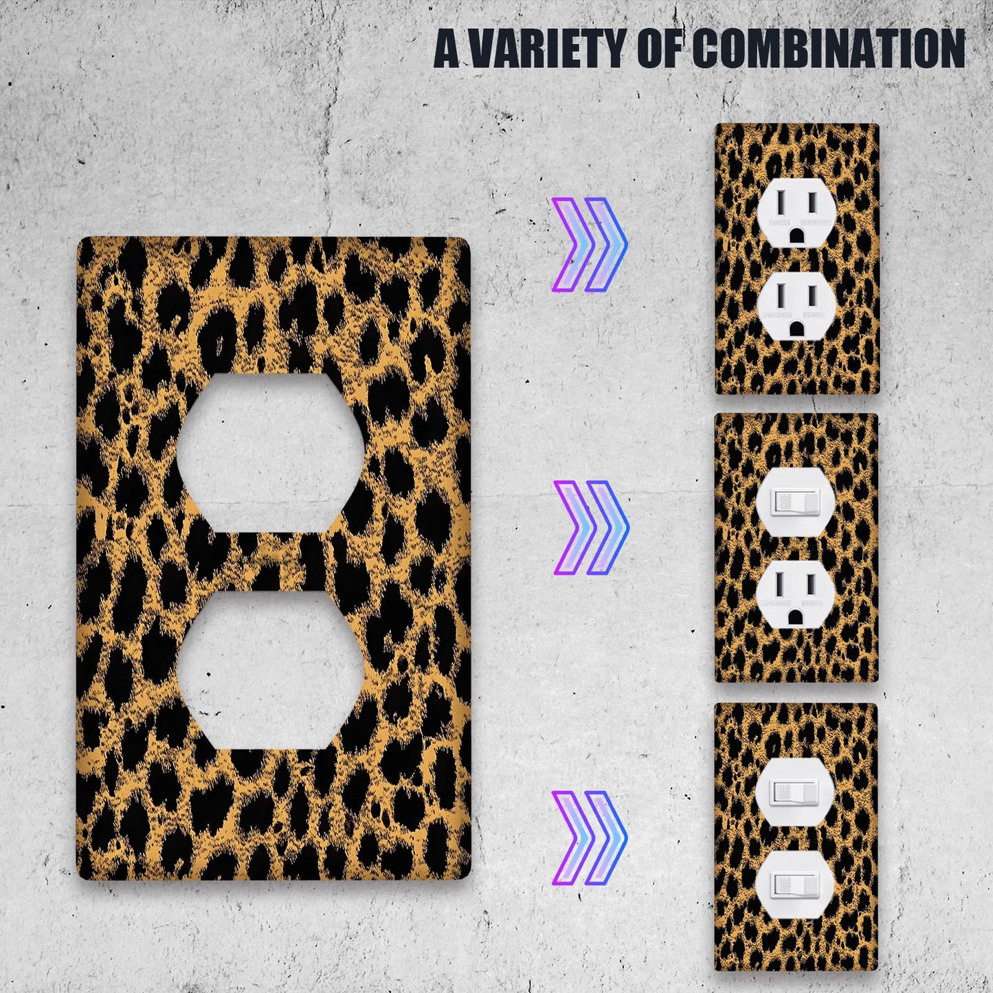 Leopard Print Unbreakable Thermoplastic Light Switch Cover for Indoor/Outdoor Use - Ideal for Bedroom, Kitchen, Bathroom Decor