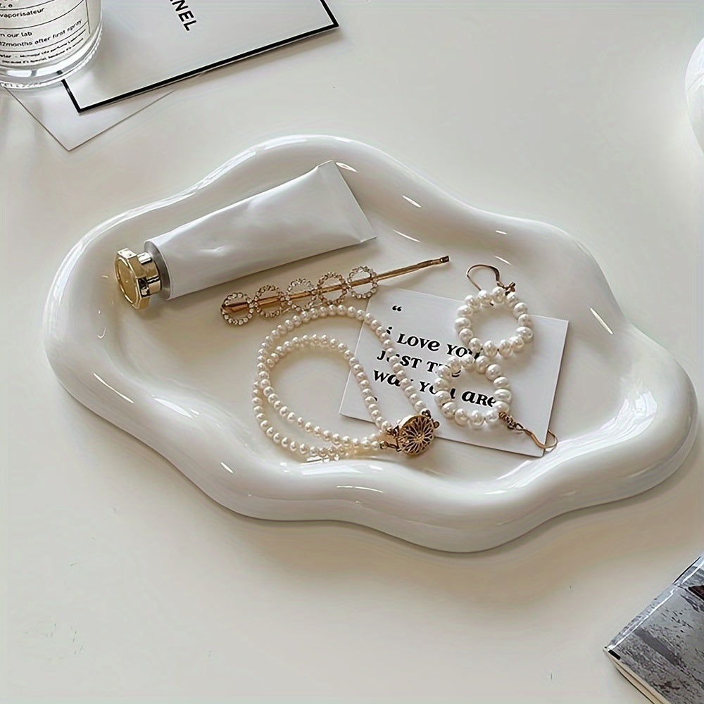 Luxurious single-layer ceramic tray for storing jewelry, perfume, keys, and decorations at the entrance.