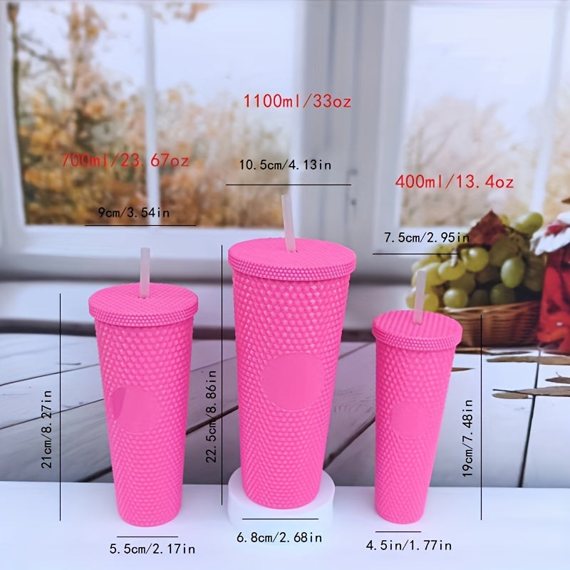 Set of 3 large capacity straw cups, perfect for travel, easy to carry. Great for gifting on New Year's or birthdays.