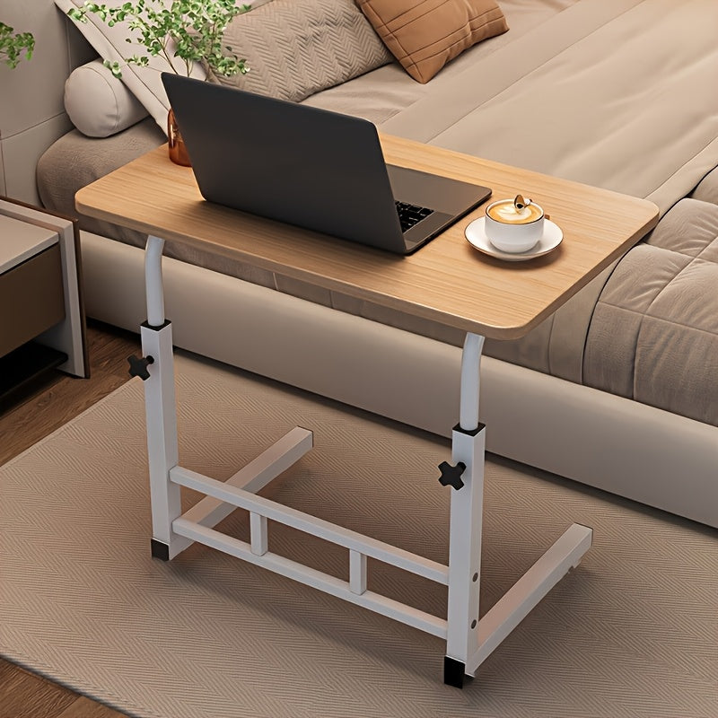 Adjustable height computer desk suitable for bedroom and living room, available in black, white, and walnut colors. Solid wood bedside table also functions as a notebook computer desk