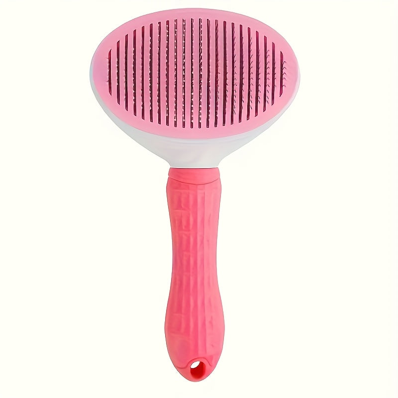 Ergonomic Pet Grooming Brush for Dogs & Cats with One-Click Hair Removal, Ideal for Fur Detangling and Shedding