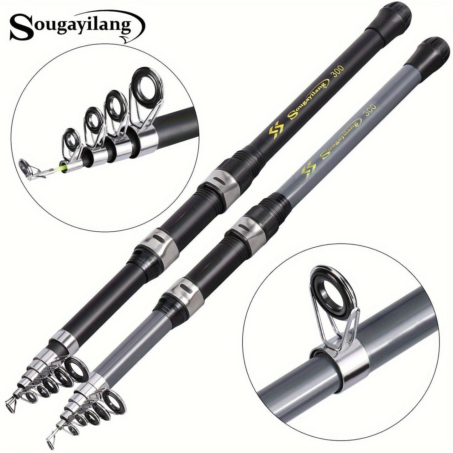 Sougayilang Telescopic Fiberglass Fishing Rod: Durable and Portable.