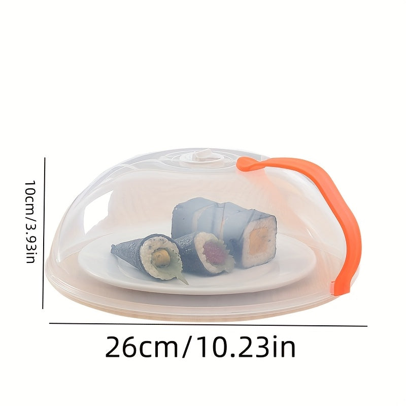 1 piece of heat-resistant microwave splatter guard - transparent and reusable food cover with handle for cooking safety