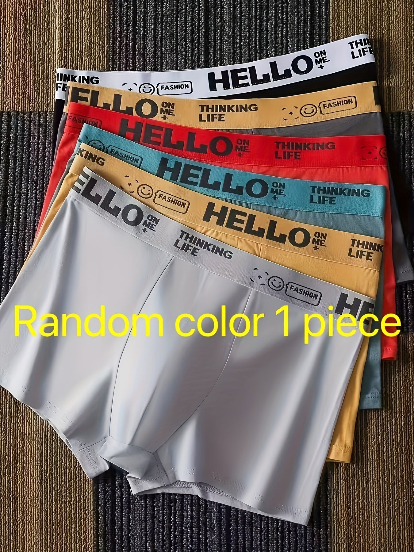 Random fashion men's cotton boxer briefs in 1/3/5pcs, solid color and breathable design for daily wear.