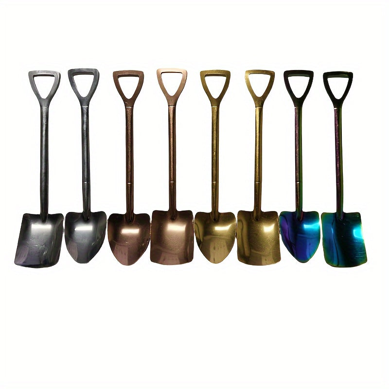 Set of 8 Mini Shovel Spoons made of Stainless Steel - Perfect for Desserts, Coffee, Fruit, and Ice Cream - Ideal for Kitchen, Restaurant, or Apartment Dining - Unique Tool and Gadget Set, No Electricity Needed