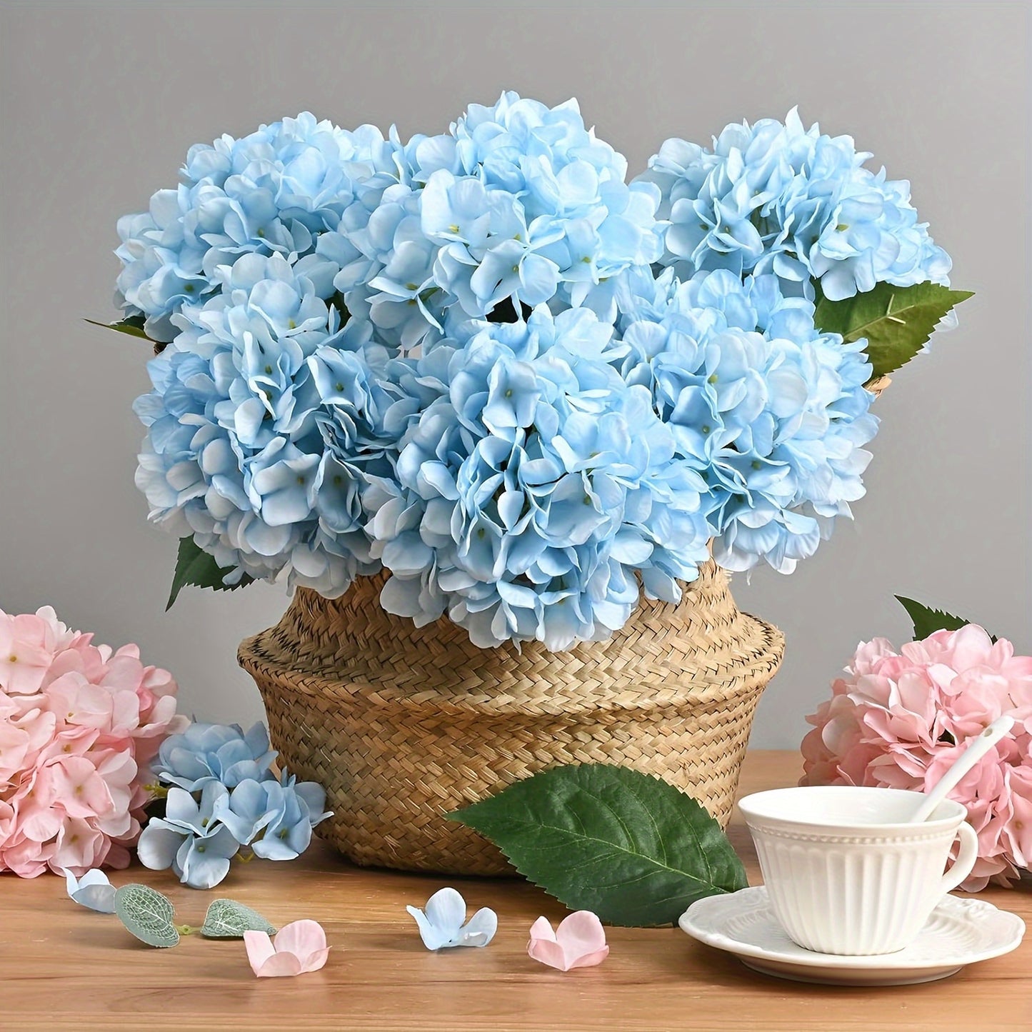 4-Pack of 18-Inch Real Touch Artificial Hydrangeas, Ideal for various indoor and outdoor decorations