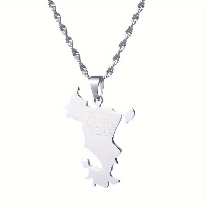 France Mayotte's Mamoudzou Pendant Necklace is made of durable stainless steel and features a simple tribal design, perfect for both daily wear and special occasions. This versatile accessory is suitable for all seasons and does not include any mosaic