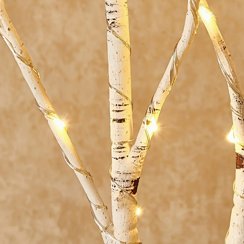 LITBLOOM Glowing Fairy Light String with Birch Branches, 78.74 cm/68.58 cm, 50 LED lights powered by batteries, ideal for home decor, holidays, parties, and gifts.