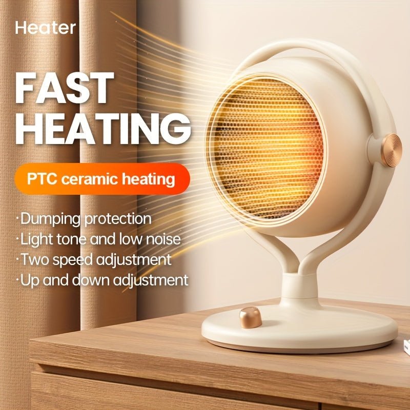 Silent and Travel-Friendly PTC Ceramic Space Heater - Rapidly Heats, 2 Heat Levels, Safety Features for Warmth and Comfort in Bedroom or Office, Perfect for Indoor Use in Winter, Compact Desktop Heater, Electric Fan Heater