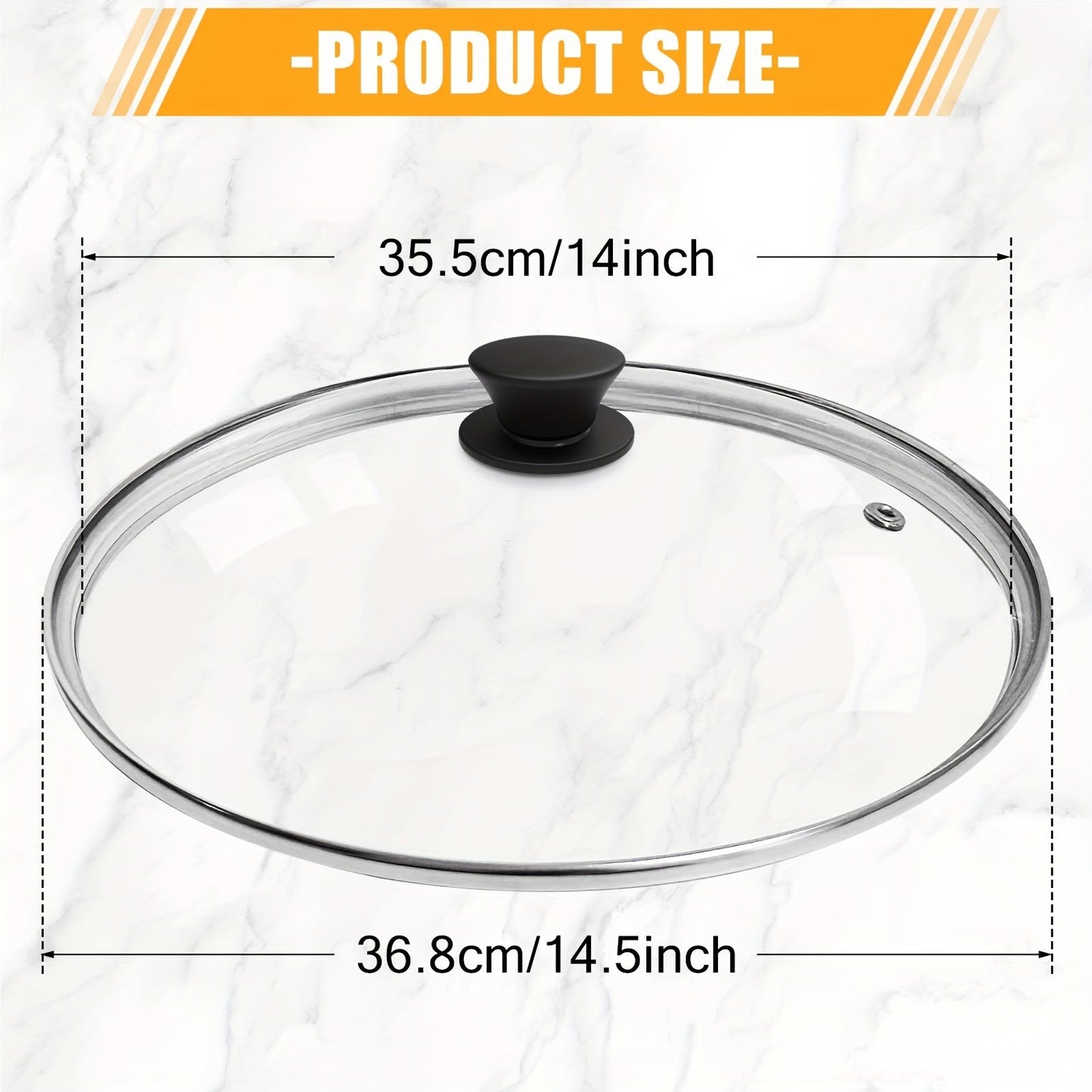 GDDGCUO Universal Tempered Glass Lid suitable for Frying Pan, Skillet, and Cast Iron Pot - Features Heat-Resistant Handle, Stainless Steel Edge, and Air Vent - Compatible with Cookware sizes 25.4cm, 30.99cm, 33.02cm, and 36.83cm - Clear Transparency for