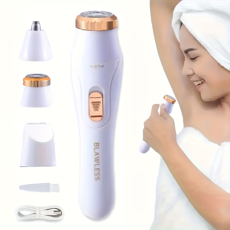 3-in-1 Electric Hair Removal Set for women - USB rechargeable, facial trimmer, nose hair clipper, full body depilatory, lithium battery, ideal gift.