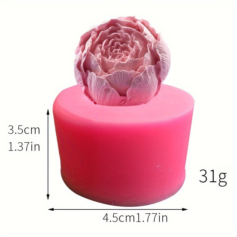 1pc Floral Silicone Mold for Chocolate, Mousse, Ice Cream, and Candle Making - Rose & Peony Designs in Pink and Purple