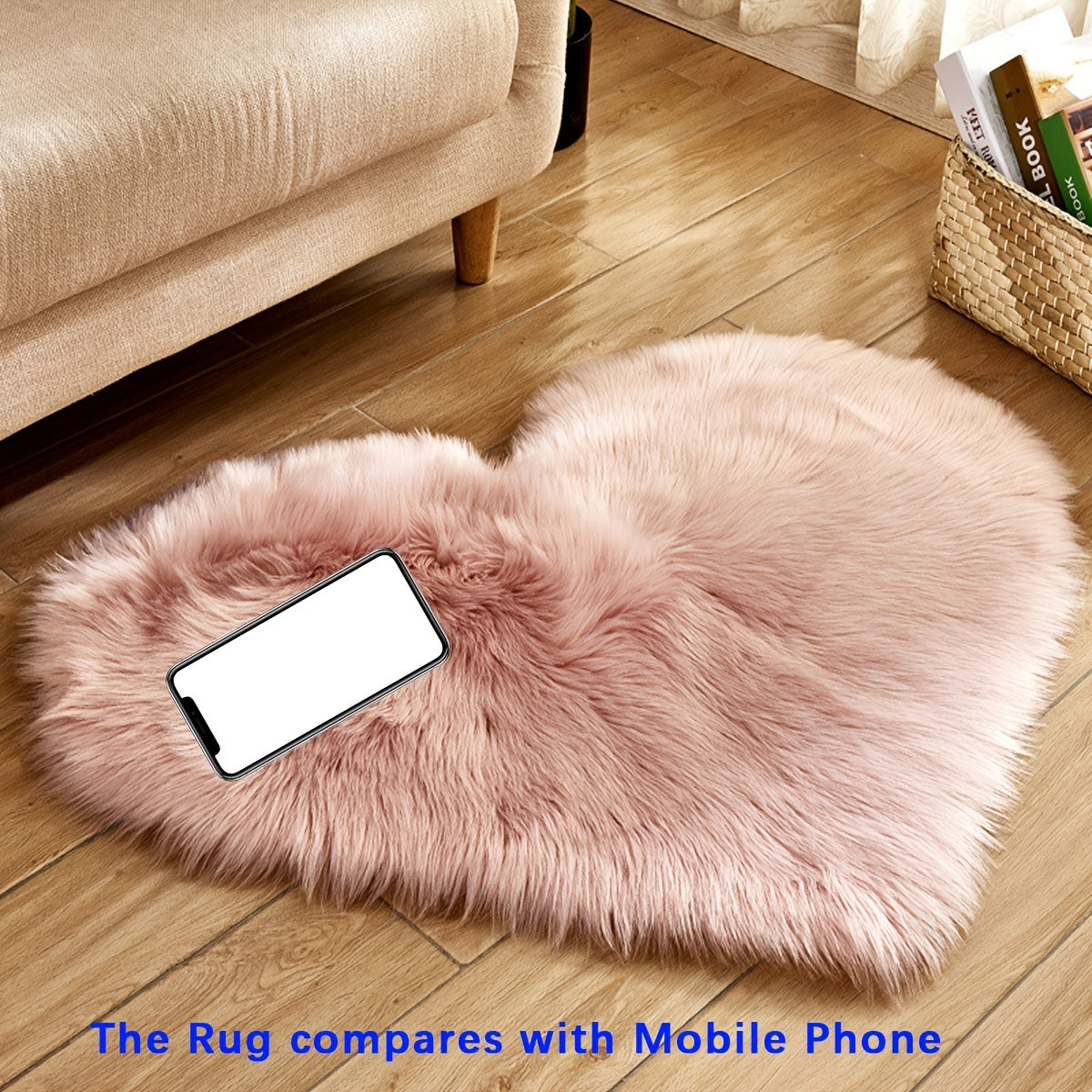 Heart Shaped Faux Fur Rug, Soft Plush Area Rug for Living Room Bedroom Sofa, Fluffy Shaggy Carpet Mat - 50*60cm/19.68*23.62in