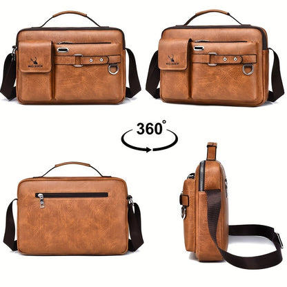 Weixier Men's Business Crossbody Bag made of PU material, suitable as a gift for Father or Anniversary.