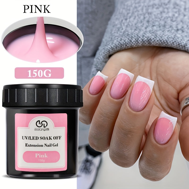 150g Fast-Dry Camouflage Color Acrylic Nail Extension Gel - UV/LED Compatible, Soak-Off Hard Jelly Formula, Odorless, Ideal for French Manicure and Nail Building Extensions, Gel Nail