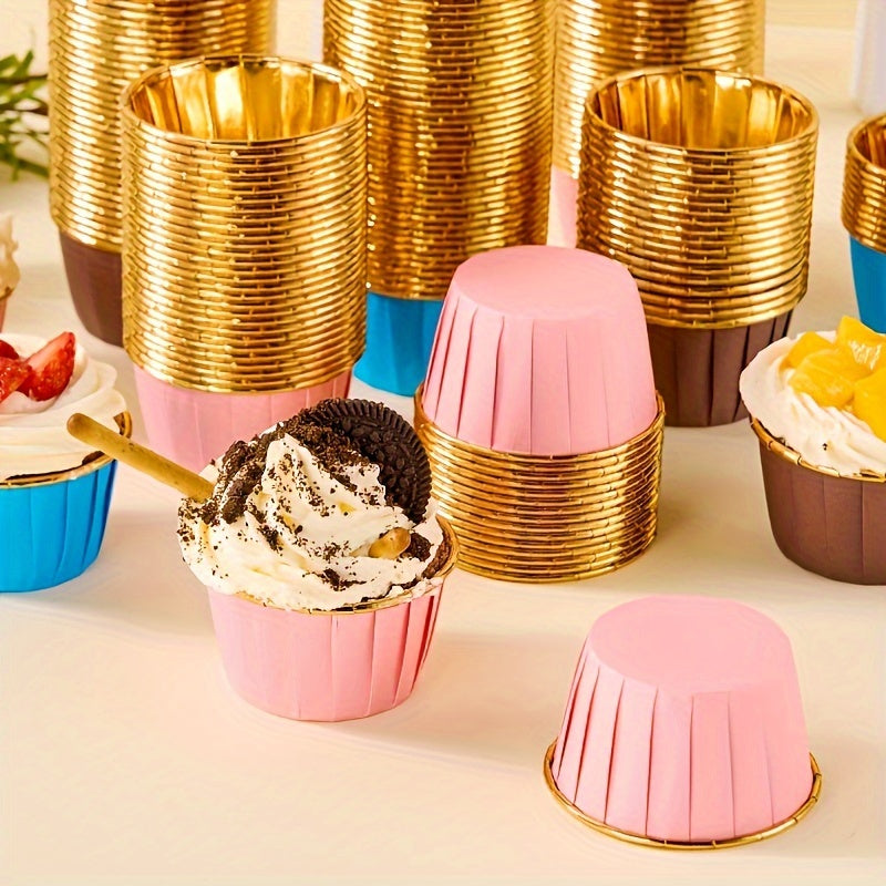 50 cupcakes made with rolled muffin cups, featuring beautifully curled paper cups and baked to perfection.