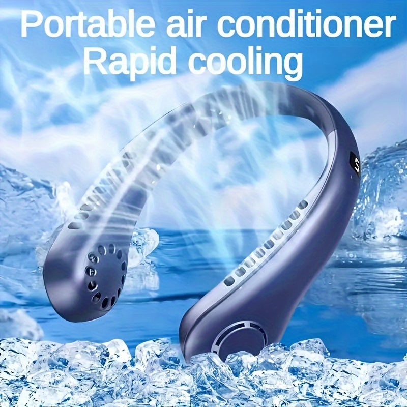 One-piece, sleek design, perfect for summer at home, on-the-go, or while working or studying. The Hanging Neck Fan features 5-speed wind adjustment, an LED display, and an ultra-lightweight body for all-day wear. Ideal for keeping cool during summer