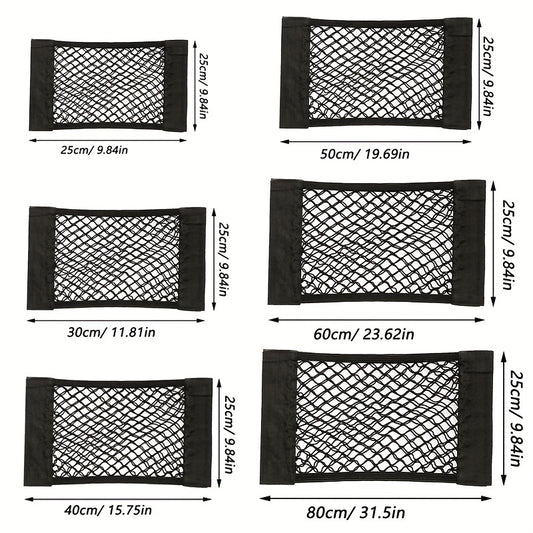 Universal car seat back organizer with elastic string net for easy storage and cleaning, car accessory.