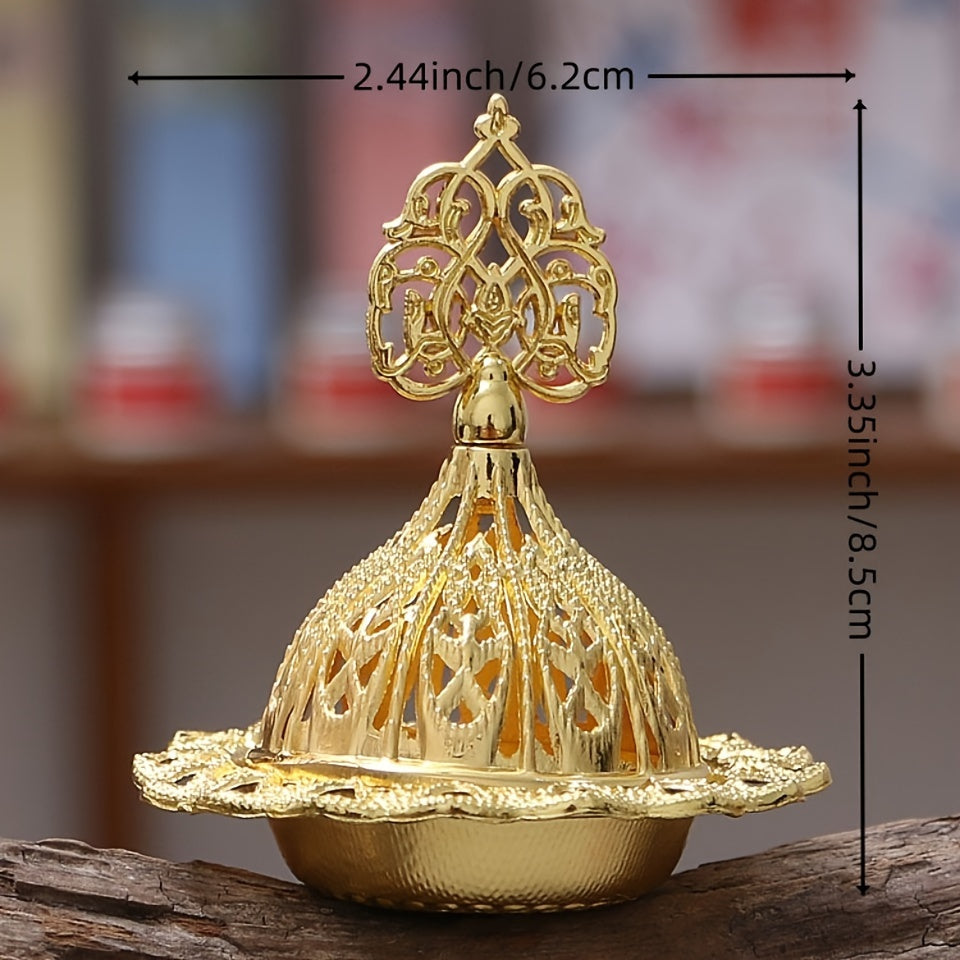 Golden Incense Burner - Perfect for home decor or as a gift for holidays, birthdays, or Eid Al-Adha. Suitable for men and women.