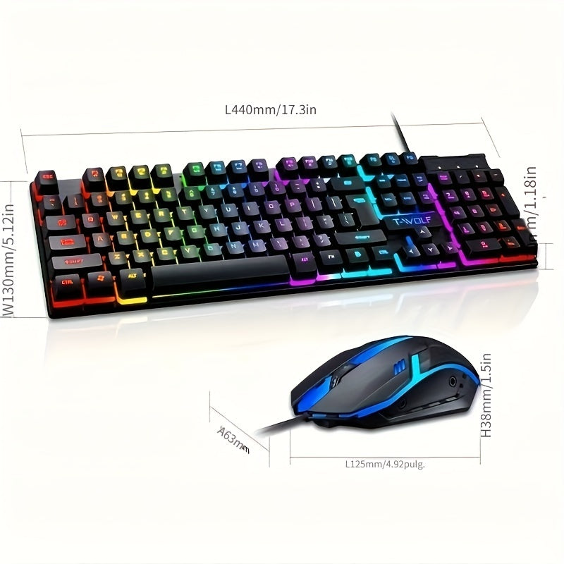 Yeaibo Ergonomic Mechanical Keyboard & Gaming Mouse Combo with LED Backlight and Laser-Carved Hollow Design for Office & Gaming, Sleek and Stylish Design.