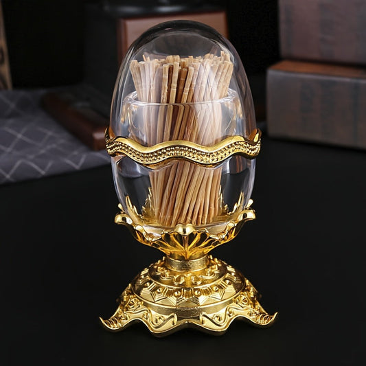 Egg-Shaped Elegant Metal Toothpick Holder - Portable and Stylish for Use in Home and Restaurants