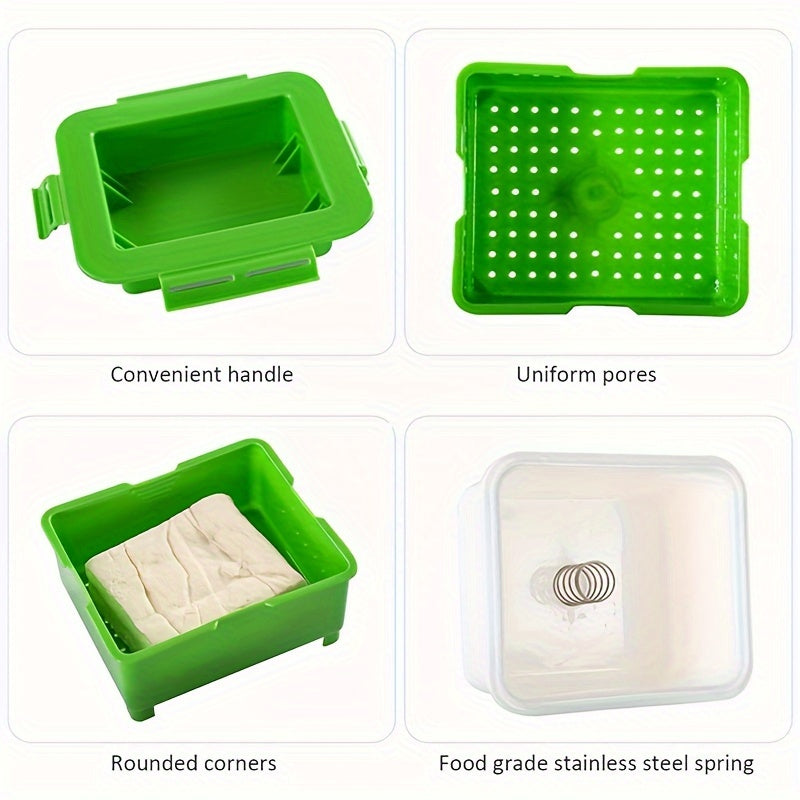 Set of 3 Tofu Pressers Made of PP Food Grade Material with 3 Layers, includes Built-in Drainage Port for Easy Squeezing and Draining of Tofu. Ideal for shaping square tofu cubes, this Kitchen Cooking Set ensures Home Safety with Convenient Gadgets.