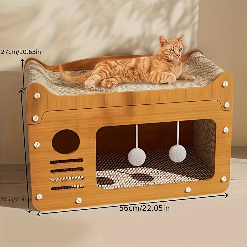 Luxury Large Cat Scratcher with Whiskers - Multi-Level Cat Apartment with Toys & Bed, Ideal for All Cat Sizes, Perfect Winter Gift.