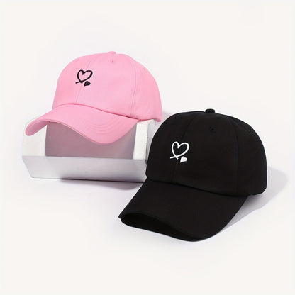 2 Double Love Embroidered Baseball Caps for Outdoor Leisure Vacation