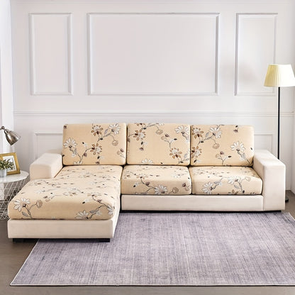 L-shaped sofa slipcover with geometric pattern, non-slip and elastic, perfect for protecting furniture in any room.