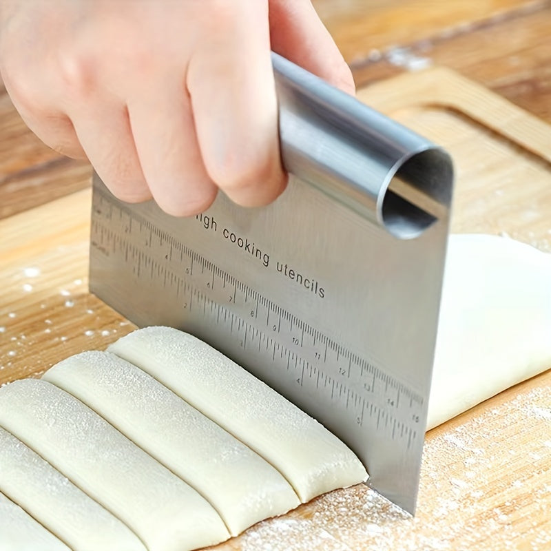 Essential Kitchen Tool: Versatile Stainless Steel Dough Scraper with Measurement - Perfect for Baking, Pizza Slicing, and Pastry Cutting