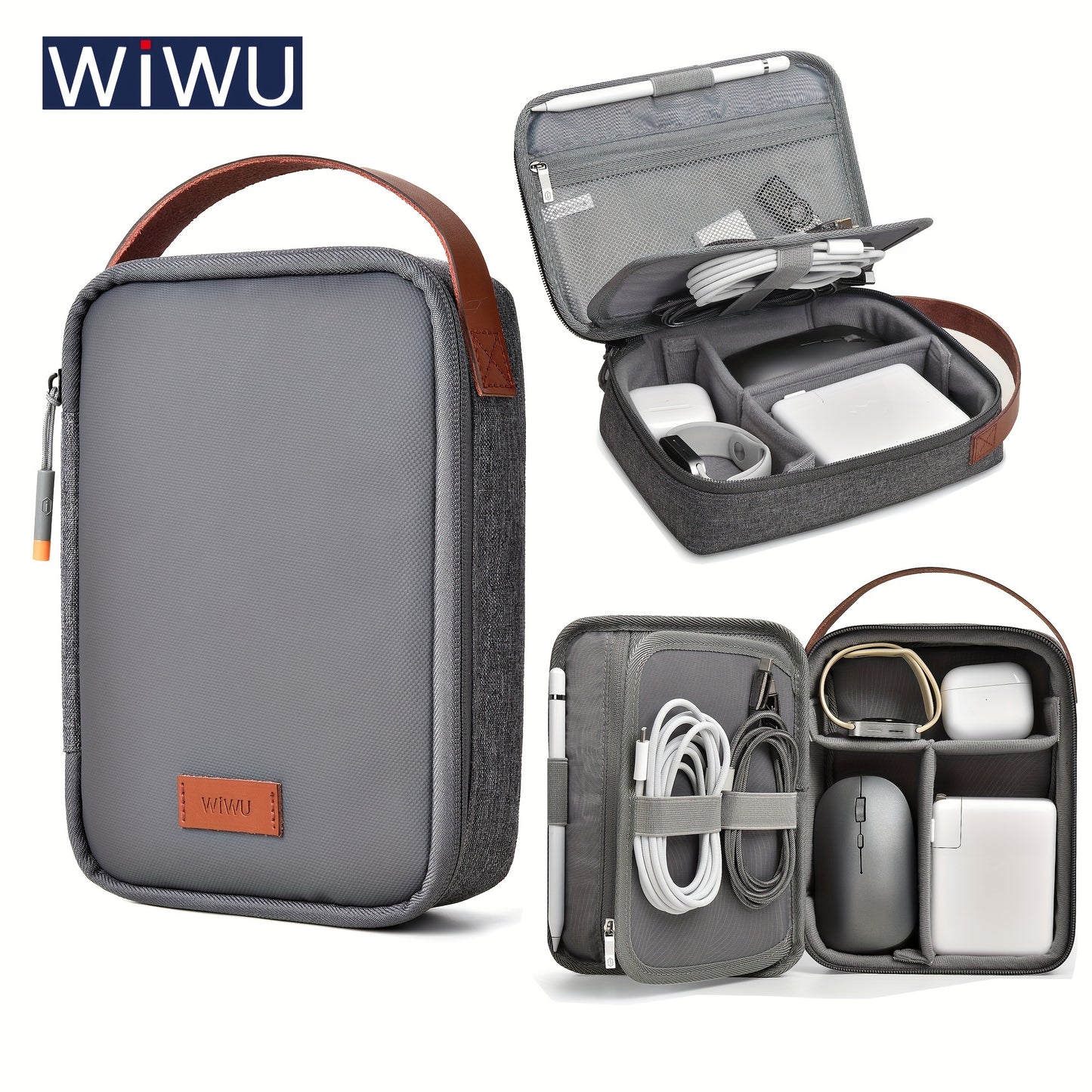 WiWU Waterproof Tech Travel Organizer for MacBook Accessories in Black/Gray